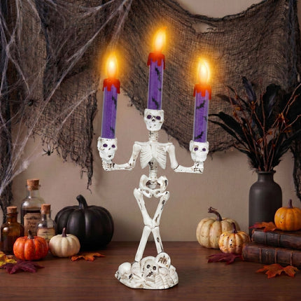 Halloween Kandelaar Skelet Met Licht 35cm van Fiestas Guirca koop je bij Partywinkel