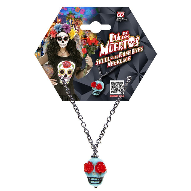 Halloween Ketting Gekleurd Schedel van Widmann koop je bij Partywinkel
