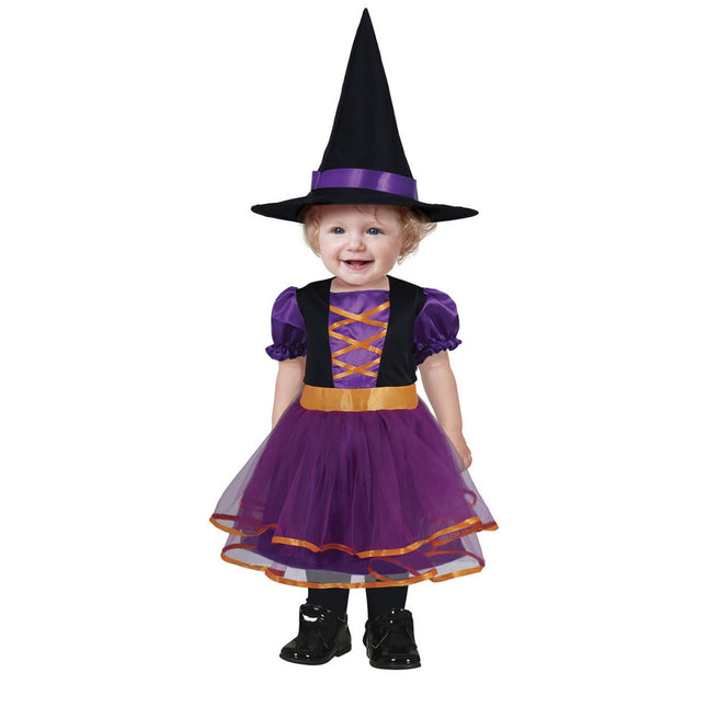 Halloween Kostuum Baby Heks Paars/Oranje van Fiestas Guirca koop je bij Partywinkel