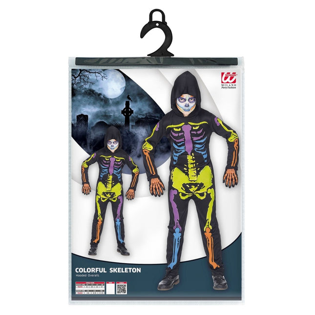 Halloween Kostuum Gekleurd Kind Skelet van Widmann koop je bij Partywinkel