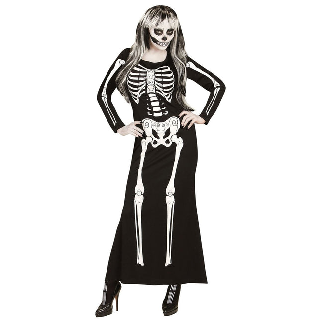 Halloween Kostuum Wit Zwart Dames Skelet van Widmann koop je bij Partywinkel