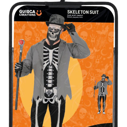 Halloween Kostuum Wit Zwart Heren Skelet 3 delig van Fiestas Guirca koop je bij Partywinkel