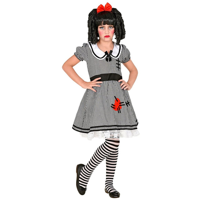 Halloween Kostuum Wit Zwart Meisje Pop van Widmann koop je bij Partywinkel