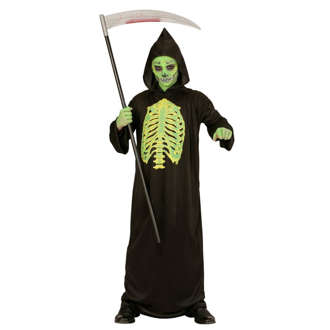 Halloween Kostuum Zwart Groen Kind Magere Hein 2 delig van Widmann koop je bij Partywinkel