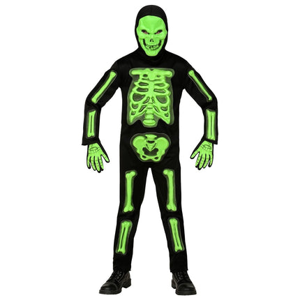 Halloween Kostuum Zwart Groen Kind Skelet 3D van Widmann koop je bij Partywinkel