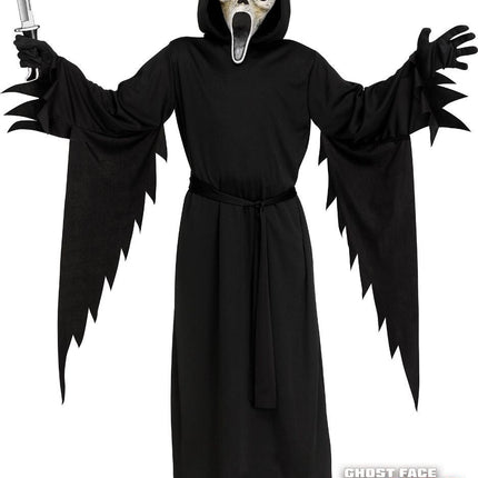Halloween Kostuum Zwart Kind Geest Face Aged van Ghostface koop je bij Partywinkel