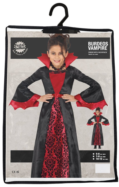 Halloween Kostuum Zwart Rood Meisje Vampier Lang van Fiestas Guirca koop je bij Partywinkel