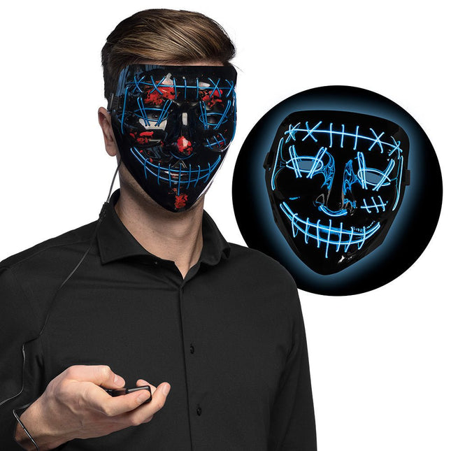 Halloween Led - Masker Killer Smile Blauw van Boland koop je bij Partywinkel