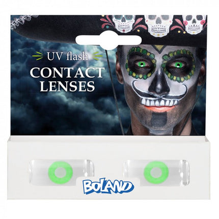 Halloween Maandlenzen Uv Flash Groen van Boland koop je bij Partywinkel