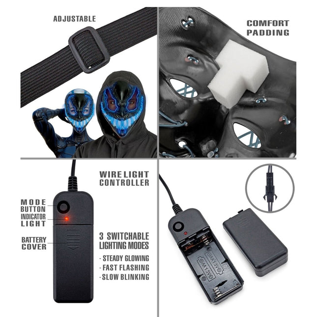 Halloween Masker Blauw Monster Met Licht van Widmann koop je bij Partywinkel