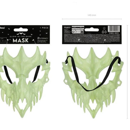 Halloween Masker Groen Schedel Glow In The Dark van Partydeco koop je bij Partywinkel