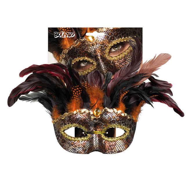 Halloween Masker Voodoo Veren van Boland koop je bij Partywinkel