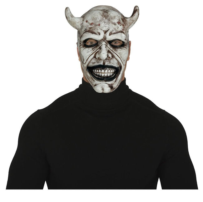 Halloween Masker Wit Duivel - Partywinkel - 8434077205464