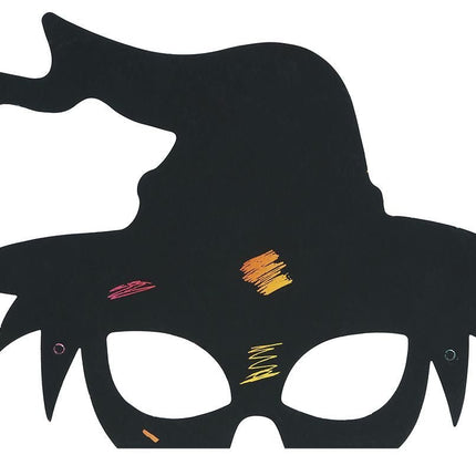 Halloween Maskers Zwart Kleuren 20cm 6st - Partywinkel - 8434077315125