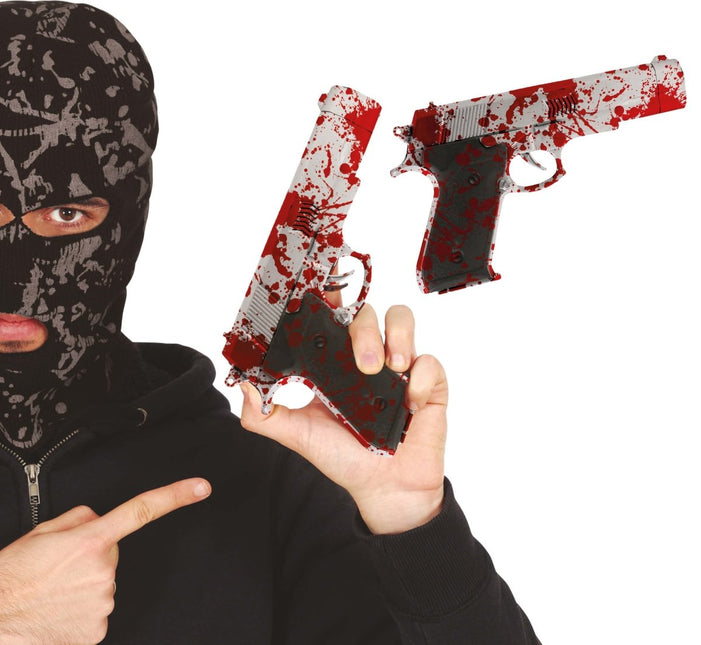 Halloween Nep Pistool Met Bloed 24cm van Fiestas Guirca koop je bij Partywinkel