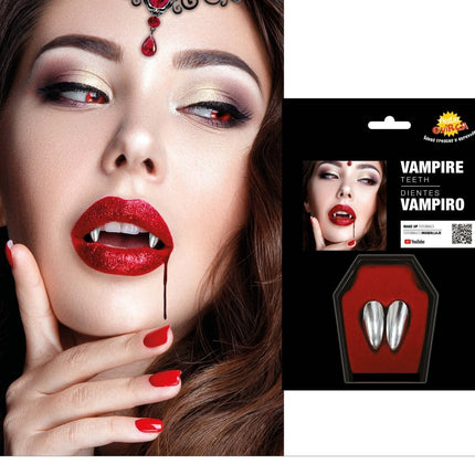 Halloween Nep Tanden Zilver - Partywinkel - 8434077209035