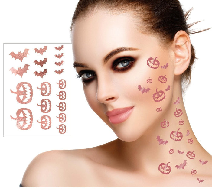 Halloween Nep Tattoos Rose Goud - Partywinkel - 8434077156674