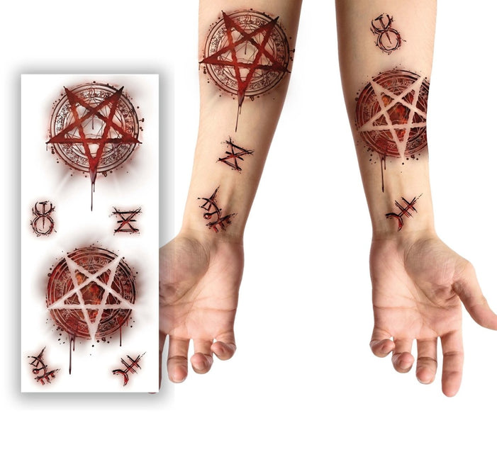 Halloween Nep Tattoos Satanisch 6 delig - Partywinkel - 8434077157084