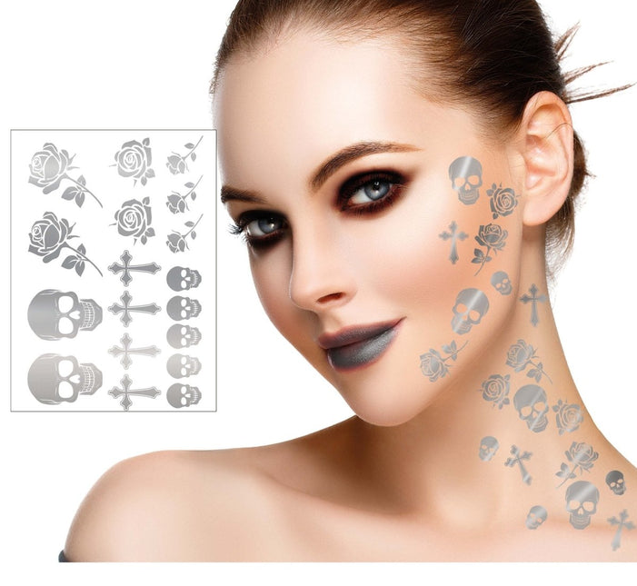 Halloween Nep Tattoos Zilver - Partywinkel - 8434077156681