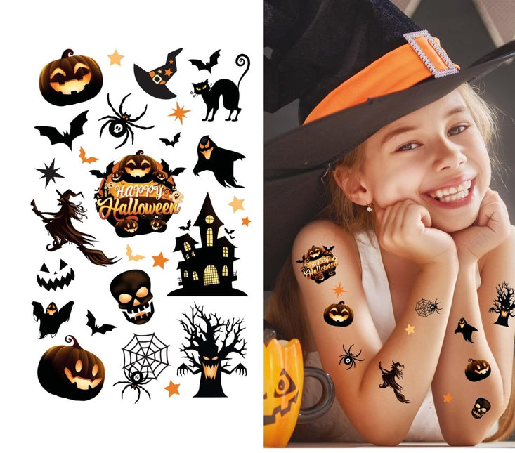 Halloween Nep Tattoos Zwart - Partywinkel - 8434077159248