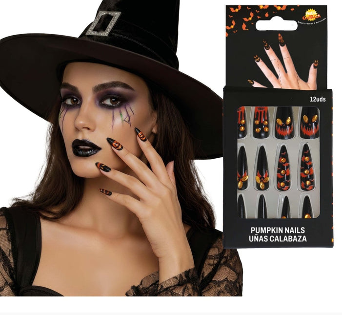 Halloween Nepnagels Zwart Oranje van Fiestas Guirca koop je bij Partywinkel