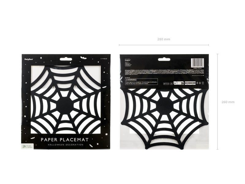 Halloween Placemats Spinnenweb 27,5cm 4st - Partywinkel - 5904555048423