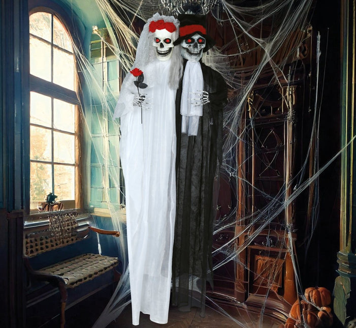 Halloween Pop Bruidspaar Met Licht En Geluid 1,85m van Fiestas Guirca koop je bij Partywinkel