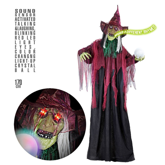Halloween Pop Heks Met Licht 1,7m van Widmann koop je bij Partywinkel