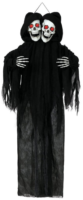 Halloween Pop Skelet Zwart Twee Schedels Met Licht En Geluid 1,7m van Fiestas Guirca koop je bij Partywinkel