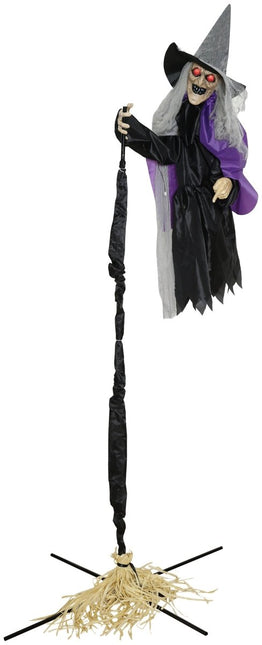 Halloween Pop Vliegende Heks Met Licht, Geluid En Beweging 2,25m van Fiestas Guirca koop je bij Partywinkel