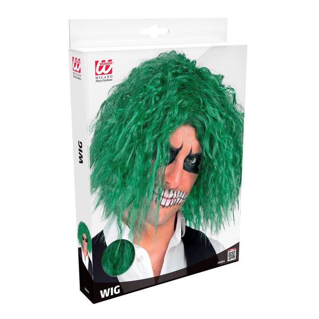 Halloween Pruik Groen Clown Krullen van Widmann koop je bij Partywinkel