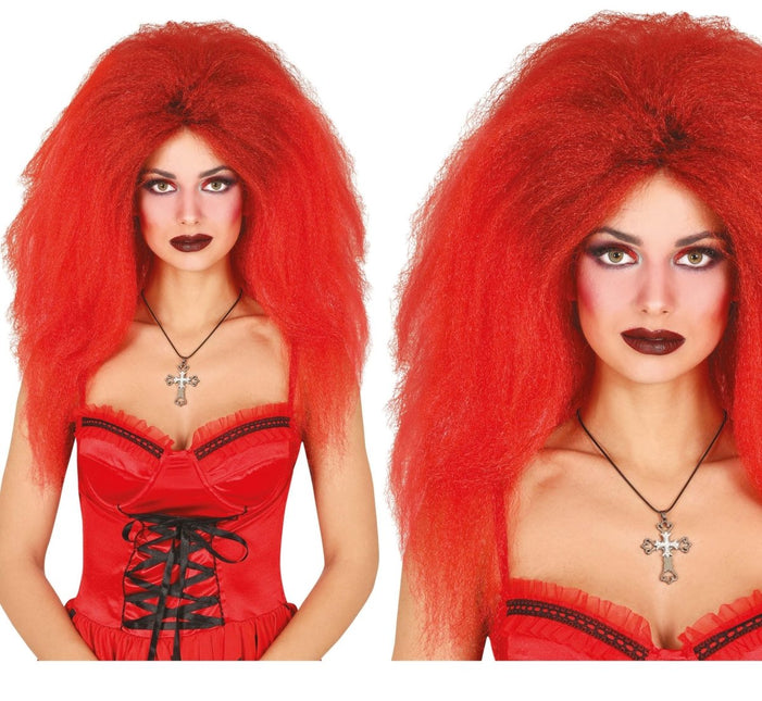Halloween Pruik Rood Lang Haar - Partywinkel - 8434077480502