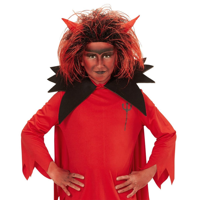 Halloween Pruik Rood Zwart Duivel van Widmann koop je bij Partywinkel