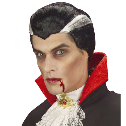 Halloween Pruik Wit Zwart Heren Vampier van Widmann koop je bij Partywinkel