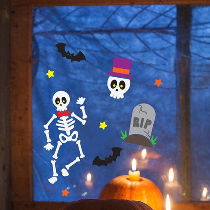 Halloween Raamsticker Skelet 25cm - Partywinkel - 8434077269053