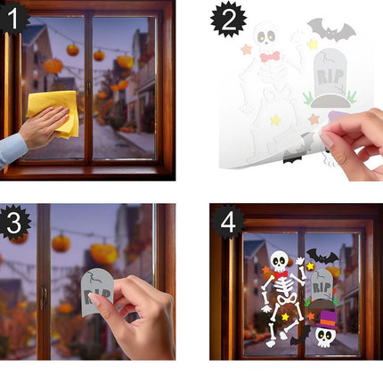 Halloween Raamsticker Skelet 25cm - Partywinkel - 8434077269053