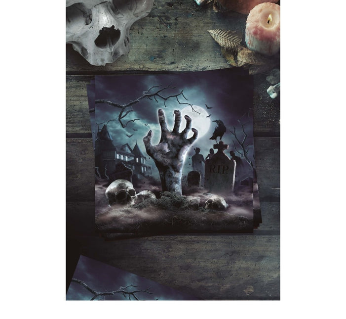 Halloween Servetten Kerkhof 33cm 12st van Fiestas Guirca koop je bij Partywinkel