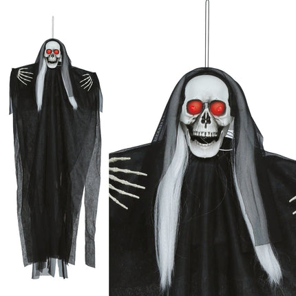 Halloween Skelet Hangend Met Licht, Geluid En Beweging 1,05m van Fiestas Guirca koop je bij Partywinkel