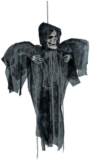 Halloween Skelet Zwart Met Licht, Geluid En Beweging 90cm van Fiestas Guirca koop je bij Partywinkel