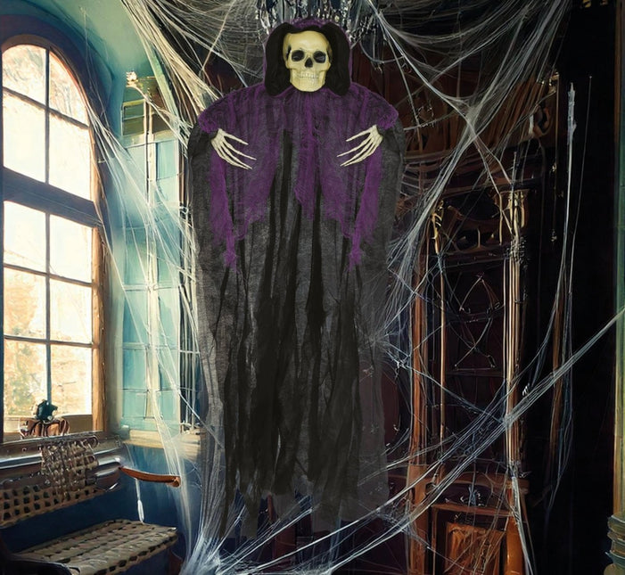 Halloween Skelet Zwart Paars Skelet 90cm van Fiestas Guirca koop je bij Partywinkel