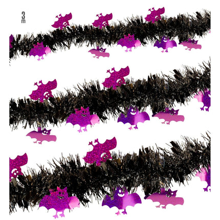 Halloween Slinger Zwart Paars Vleermuis 3m van Widmann koop je bij Partywinkel