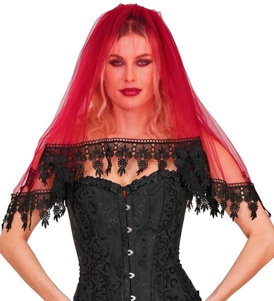 Halloween Sluier Rood Zwart van Widmann koop je bij Partywinkel