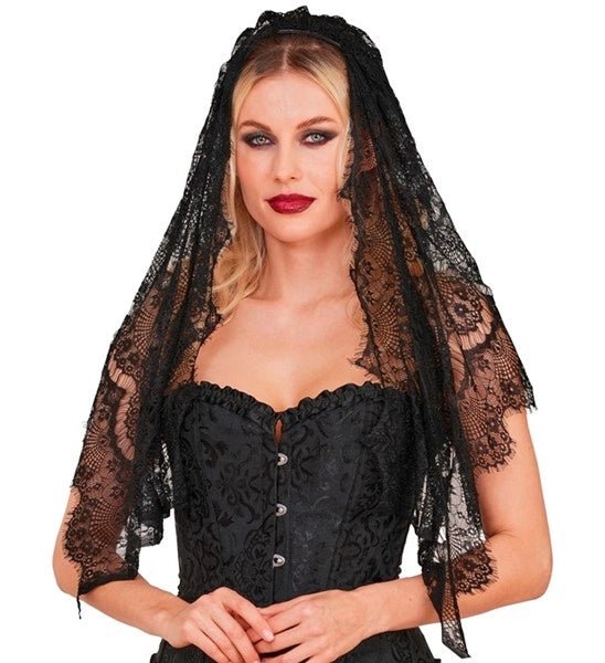 Halloween Sluier Zwart Kant van Widmann koop je bij Partywinkel