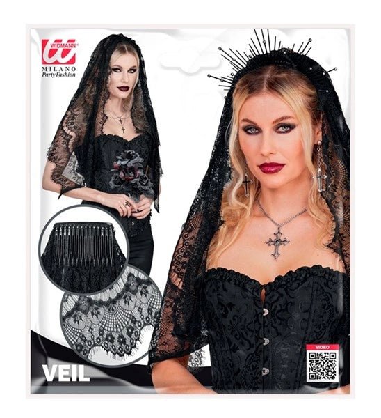 Halloween Sluier Zwart Kant van Widmann koop je bij Partywinkel
