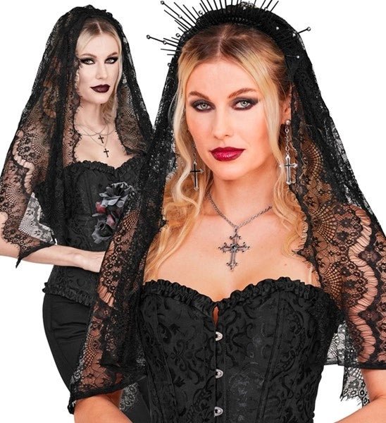 Halloween Sluier Zwart Kant van Widmann koop je bij Partywinkel