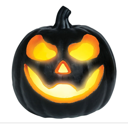 Halloween Tafeldecoratie Zwart Pompoen Met Licht 16cm - Partywinkel - 8434077249710