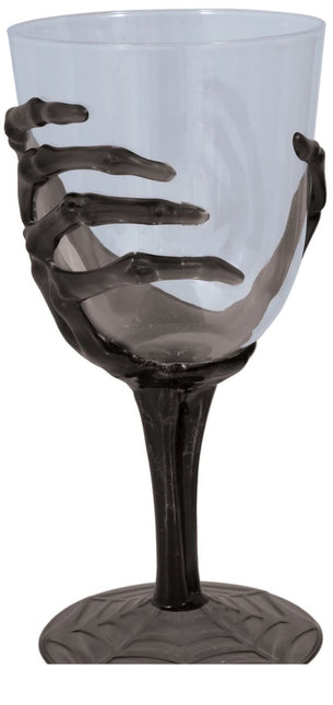 Halloween Wijnglas Skelet Hand 18,5cm van Fiestas Guirca koop je bij Partywinkel