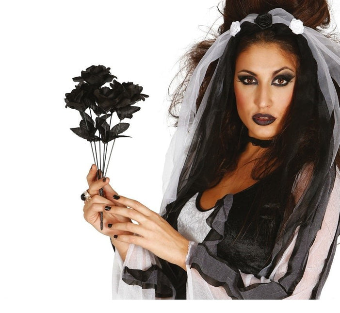 Halloween Zwarte Rozen Tak 35cm van Fiestas Guirca koop je bij Partywinkel