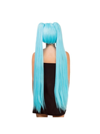 Peluca Hana azul claro, 99 cm