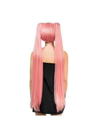 Peluca Hana rosa, 99 cm